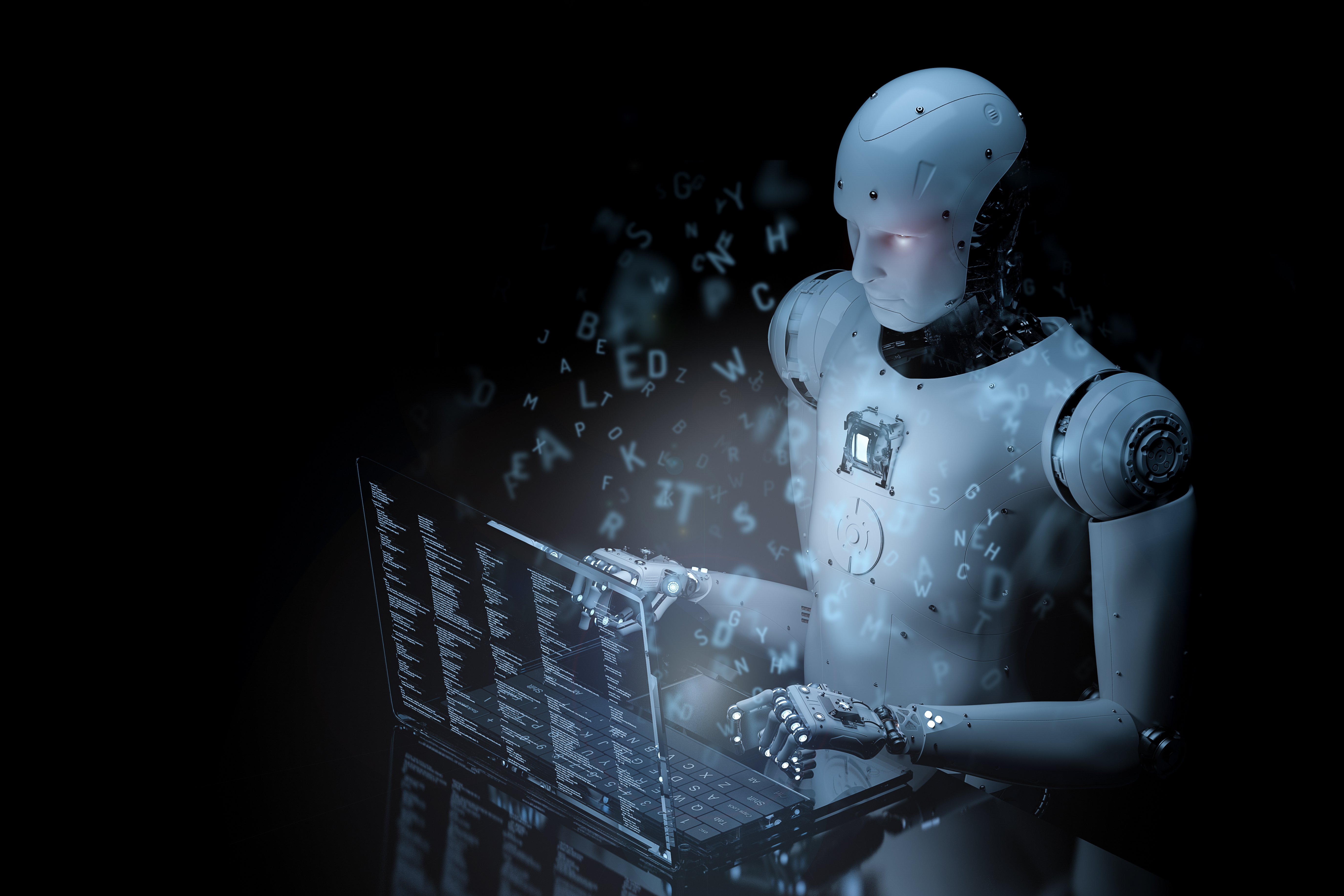 human-like robot using a holographic laptop