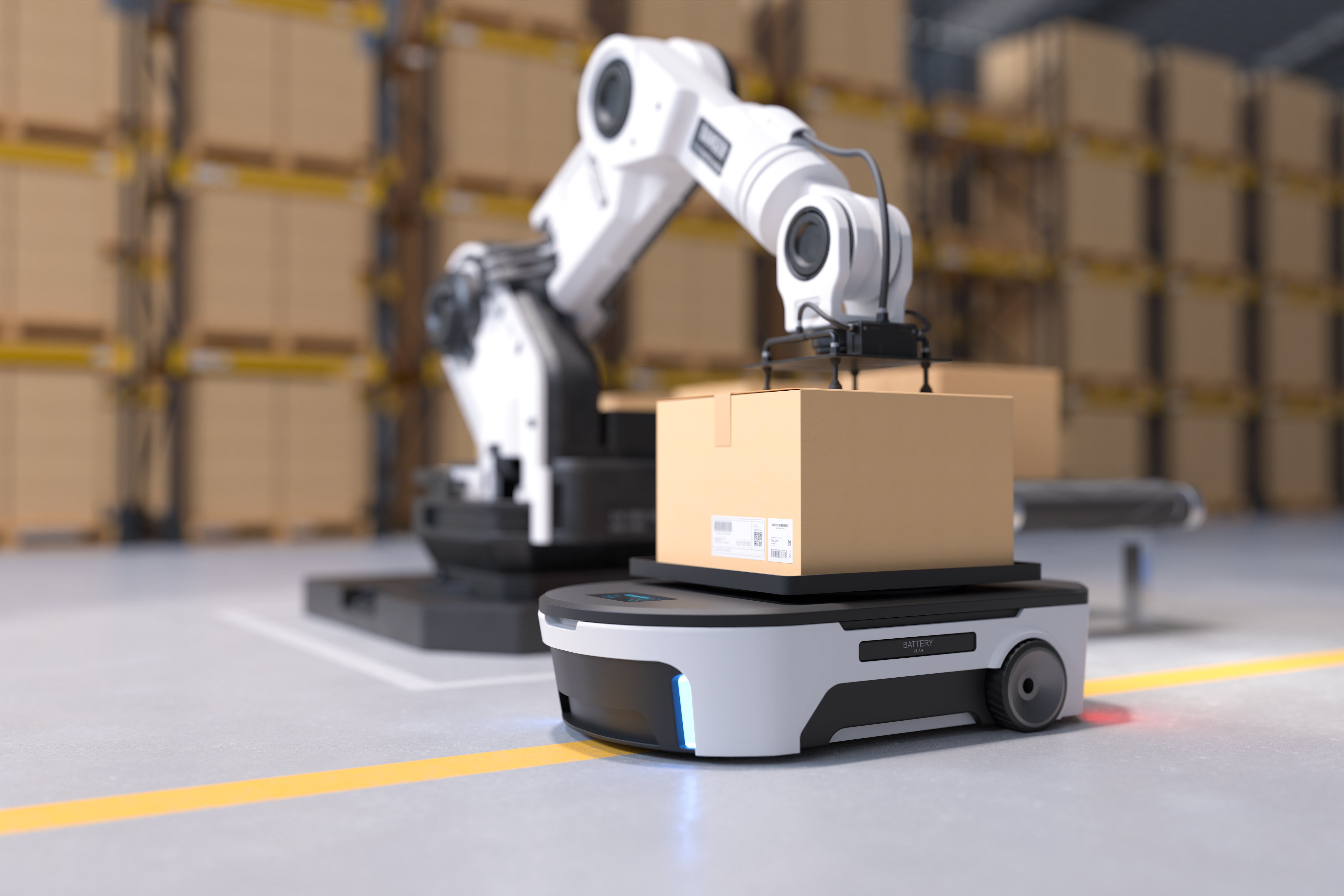 a robot stacking a box