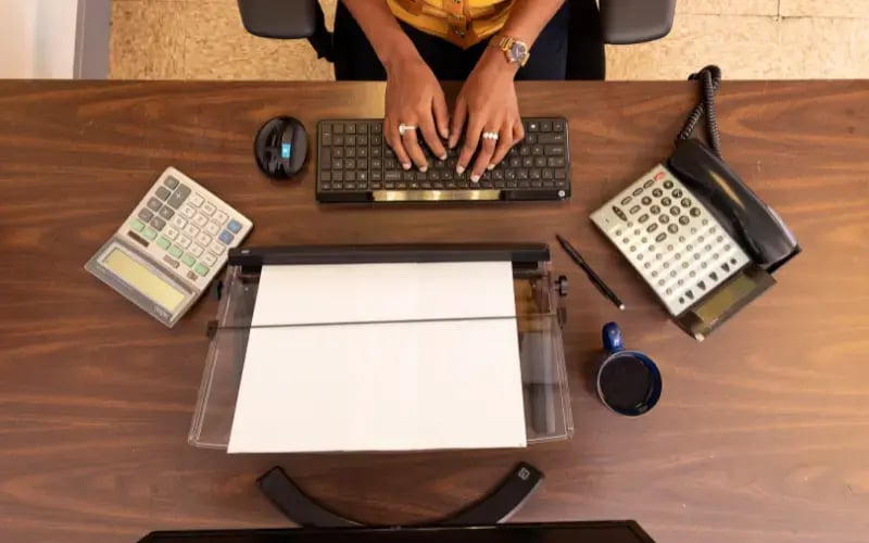 Desk workstation setup for proper ergonomics