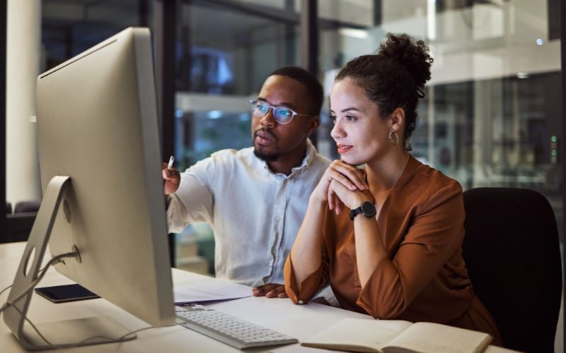 Office employees working at desk