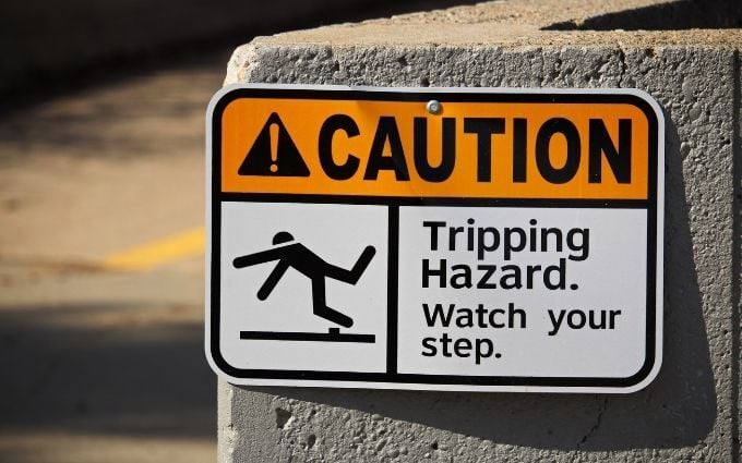 Tripping hazard sign