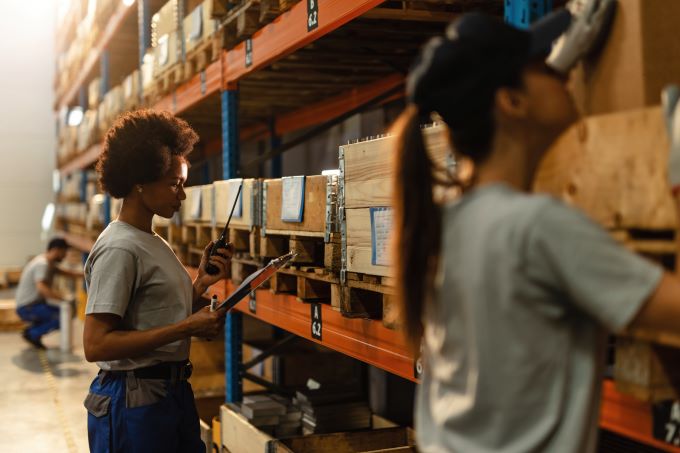 Warehouse workers doing inventory