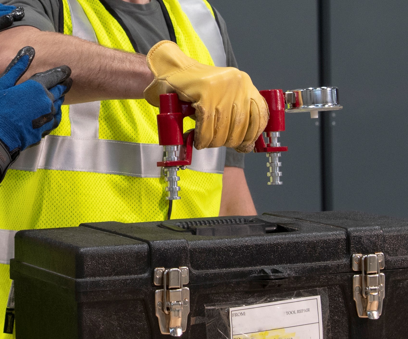 employee using a calibration device